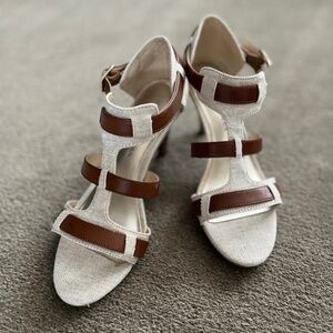 Dana Buchman Laila Beige Canvas Sandals Size 6